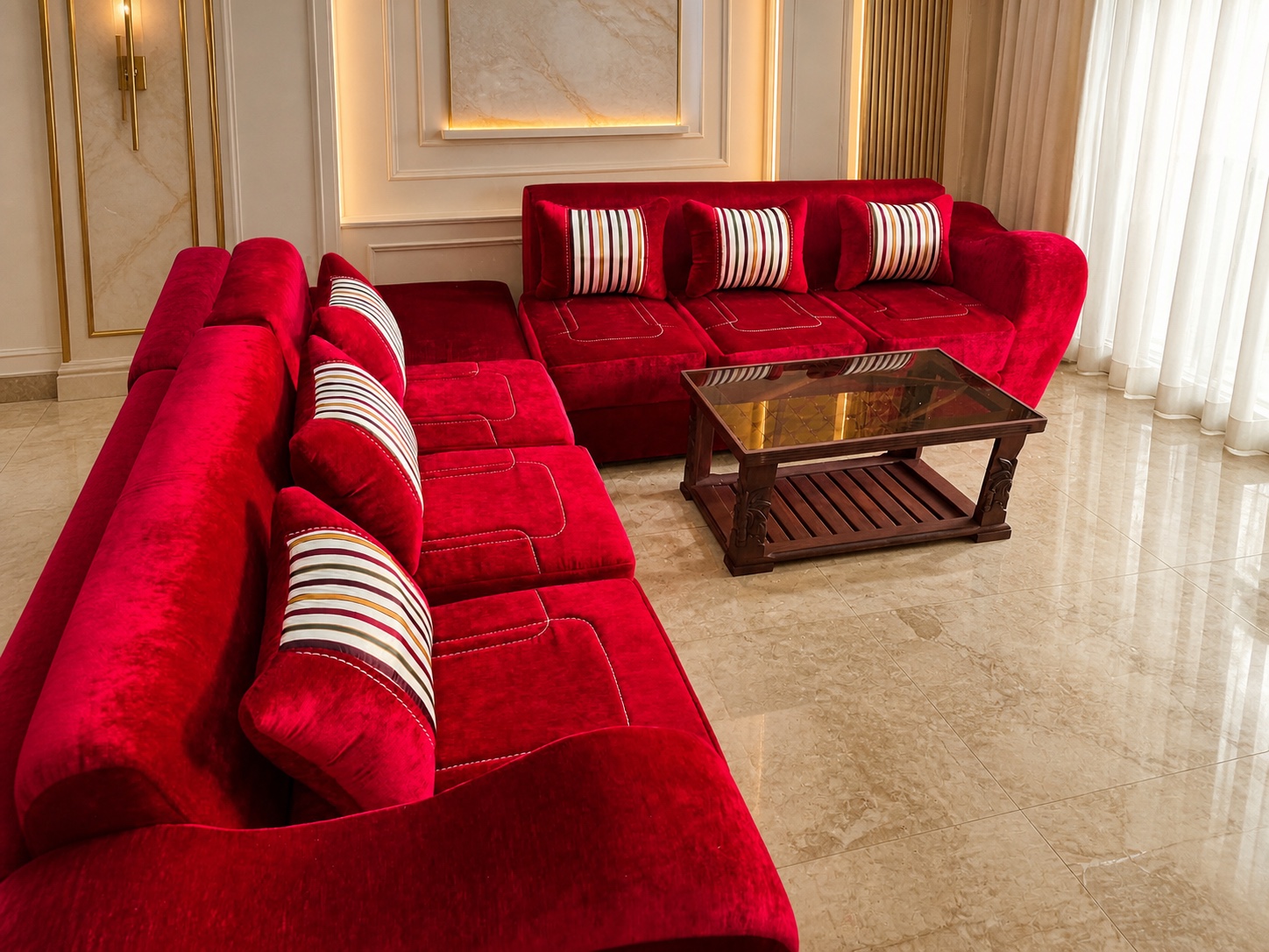 Salon 7 places Rubis, Rouge velours